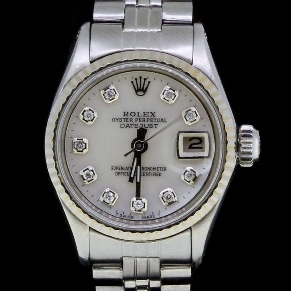 Rolex Ladies Datejust Date Oyster Steel Diamond Dial 14K White Gold Bezel Watch main image 5